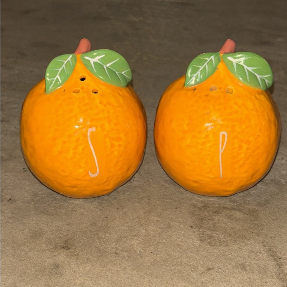 Rae Dun Orange Fruit Salt and Pepper Shakers
